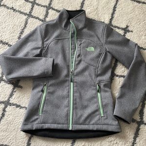 The North Face Heather Gray Jacket with Mint Accents